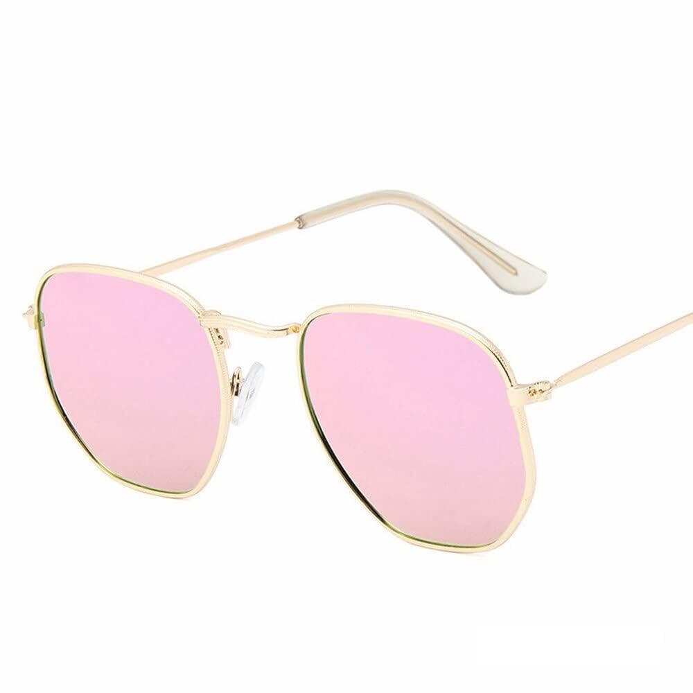 Männer Sonnenbrille Hexagon Sonnenbrille Frauen Metallrahmen Angelbrille Gold Tee Brille