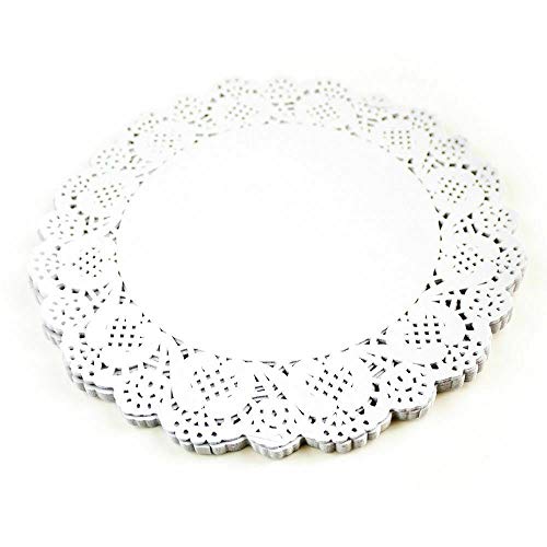 Happium 100 Pcs White Cake Decorating Pads Lace Paper Doilies 9.5 (24cm) Doilies Disposable Paper Placemats Cake Packaging Pads for Wedding Tableware Food Decoration