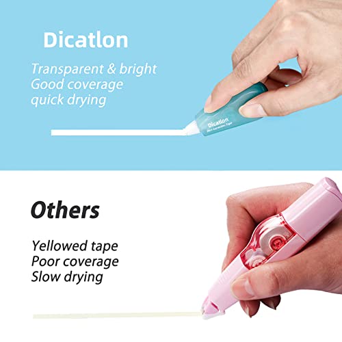 Dicatlon Mini White Out,Mini Correction Tape,196.9 Feet X 1/5 In,20 Count (3M X 5Mm),Easy To Use Applicator For Instant Corrections,Very Suitable For Students,Office Workers,3 Colors #TOP3