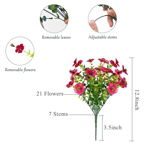 BCBLF Faux Flowers for Outdoor Planters, Artificial Flowers for Outdoors, 12 Bundles Outdoor Flowers Uv Resistant, Artificial Flowers for Decoration, Red, Silk Faux Spring Flowers for Outside — view 2