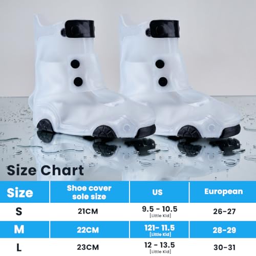 Image of PALAY Kids Rain Shoe Covers for Boys Girls Outdoor Overshoes Protection | Waterproof, Slip-On,PVC, Non-Slip Sole, Adjustable Buckle, Lightweight, Rubber Boots, Ankle Length