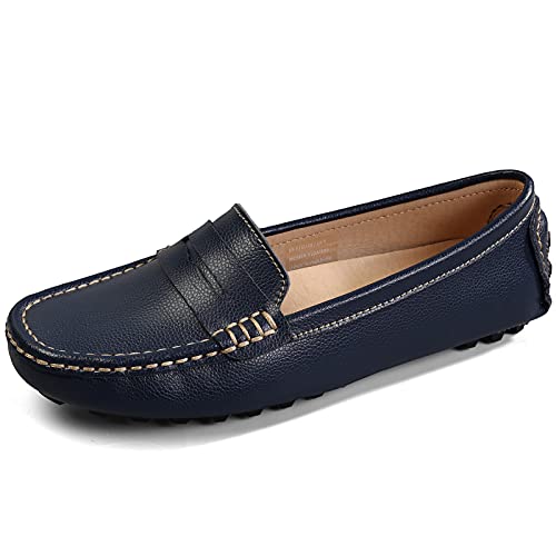Artisure Women's Classic Comfort Leather Penny Loafers Casual Slip-Ons Lightweight Walking Flats Driving Mocs Boat Shoes - Image 3