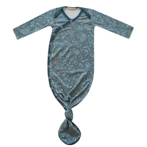 Image of Copper Pearl Baby Gown - Knotted Newborn Sleepers for Baby Boy and Girl, Soft Stretchy Long Sleeve Infant Gowns with Bottom Tie and Hand Mittens, Perfect Hospital Coming Home Outfit (Hogwarts)
