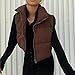 Shiyifa Women's Fashion High Neck Zipper Cropped Puffer Vest Jacket Coat (Coffee, Small)