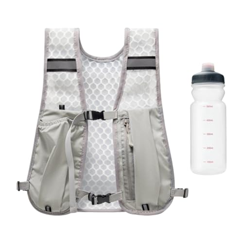 predolo Hiking Vest Pack with 500ml Water Bottle Nylon Daypack for Men and Women, Light Gray