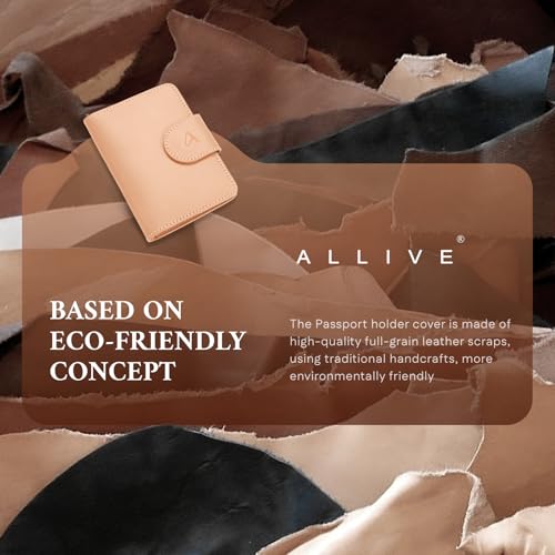 Image of ALLIVE Genuine Leather Passport Holder, Rfid Passport Holder for Travel with AirTag Hidden, Passport Cover Wallet Travel Must Haves Airport Essentials, Passport Cover Travel Gifts (Beige)