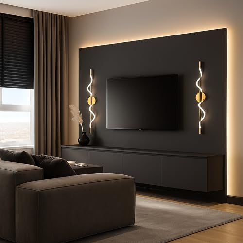 Image of SINOMAN Modern LED Wall Lamp Stylish Acrylic Metal Gold Finish with Elegant Spiral Design 3 in 1 Color Changing Lighting Perfect for Bedroom, Living Room, Office, Hallway and Home Decoration