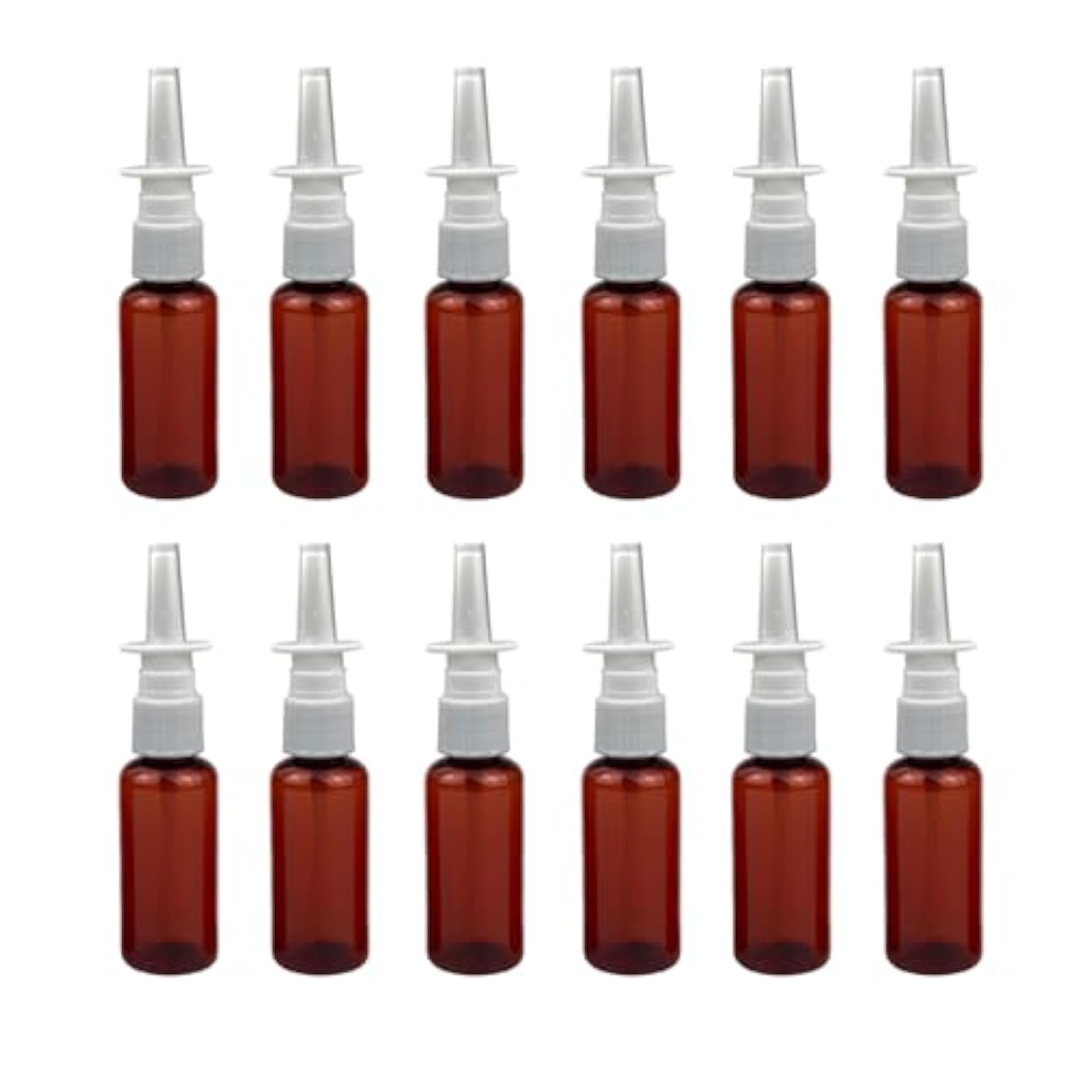 12Pcs Brown Empty Plastic Nasal Spray Bottle Fine Mist Sprayer