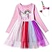 Girls Casual Dress Cartoon Cotton Kids Appliques Unicorn Dress 2-7T