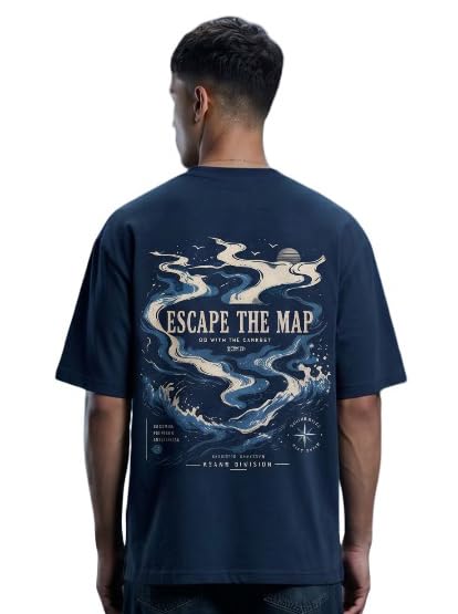 Men's Cotton Oversized T-Shirt | Round Neck | Short Sleeve | Graphic Printed | Nautical Series-image-49