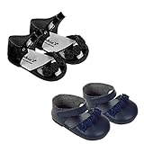 18 Inch Doll Shoes Set, 2 Pair of Ankle Strap Dress Shoes in Black and Navy, Fits 18 Inch American Girl Doll