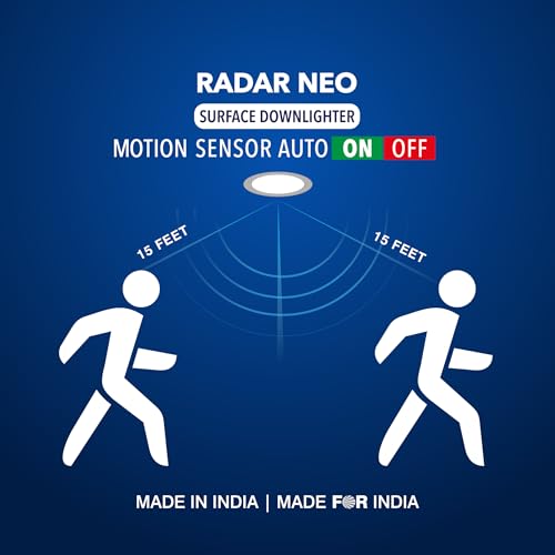 Image of Halonix 10W Rimless Motion Sensor Led Ceiling Light | Warm White Downlighter| No False Ceiling Required | Dia-3.6 inch | Motion Sensor Light | Ceiling Light for Hall, Room,Office| Pack of 10