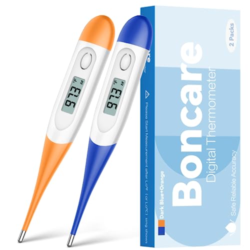 2 Packs, Rectal Digital Thermometer (Dark Blue+Orange)