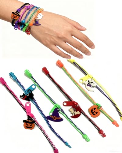 CULEB 6 PCS Pulseras con Cremallera de Halloween,Pulsera de Amistad...