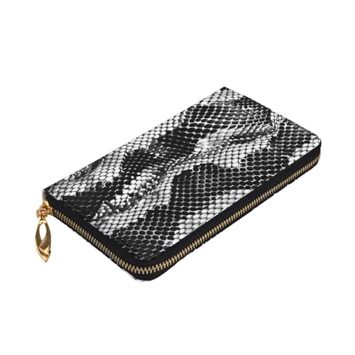 Black White Snake Skin Printed Long Wallet for Women Men Cute PU Leather Wallet with Coin Purse and Credit Card Holder3