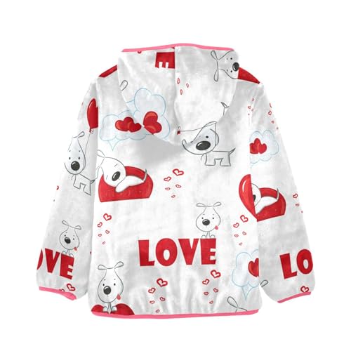 OTVEE Valentine Dogs Love Hearts Kids Hoodie Jacket Fall Spring Full Zip Warm Outwear Coat2
