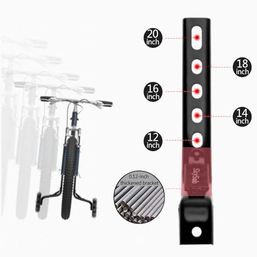 Nakazawa 2pcs Wider Bike Training Wheels Flash Silent for 12-20 inch Bicycles, Sturdy and Adjustable Bicycle Training Wheels, Training Wheels For Kids Bike (Black)