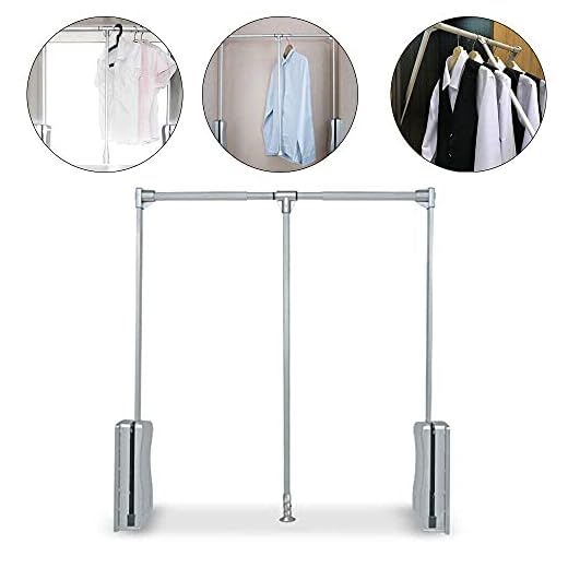 Nisorpa Pull Down Closet Rod Wardrobe Lift Wide Adjustable 35-48inch Aluminium Retractable Cabinet Rail Lifter Hanger Organizer Storage System Buffer Return Space Saving Weight Capacity 23lbs