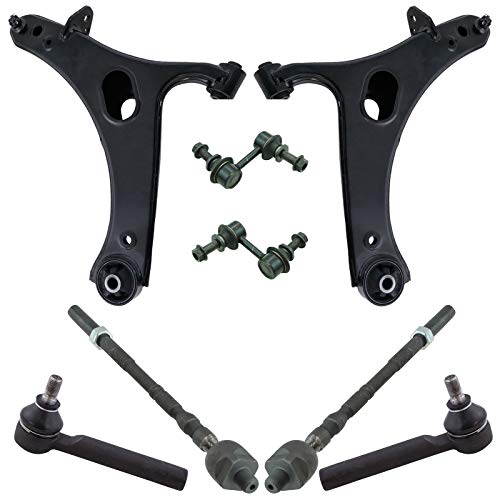 TRQ Front Steering & Suspension Kit Control Arm with Ball Joint Sway Bar Stabilizer Link Tie Rod Compatible with 2010-2014 Subaru Outback