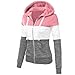 Newbestyle Hoodies for Women Color Block Hooded Sweatshirt Basic Zip-Up Jersey Jacket Long Sleeve Top with Pockets Plus Size Pink XS