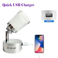 Intckwan 12 Volt Led Lampen Wohnmobil, 12v LED Leselampe Wohnwagen mit USB, 3W, Taktile Dimmschalter, Weiß Gelbes und Warmes Licht, Für DC12-24v Auto LKW Wohnwagen Wohnmobil Camping Boot(2 Stück) – Ansicht 3
