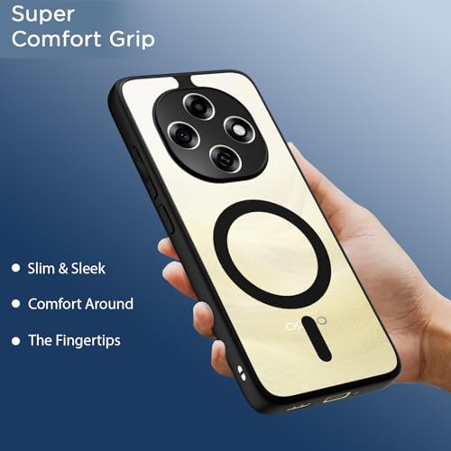 Image of Amazon Basics Back Cover for Oppo F31 Pro 5G Compatible with Mag-Safe | Shockproof Design | Hard Transparent Back Case (Black Mag-Safe)