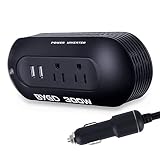 300W Car Power Inverter DC 12V to 110V AC Converter with Dual AC Outlets and 2USB Ports Car Cigarett