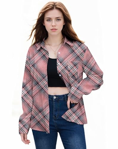 Image of SANGTREE Long Sleeved Flannel Shirt Button Down Plaid Shirts
