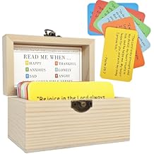 MOBU Bible Verse Cards Wooden Box Better Than Bible Verse Jar Read Me When... 90 pcs Scripture Cards Prayer Card for Emotions and Feelings, Christian Gifts for Women Mom Man 90 pcs & Wooden Box