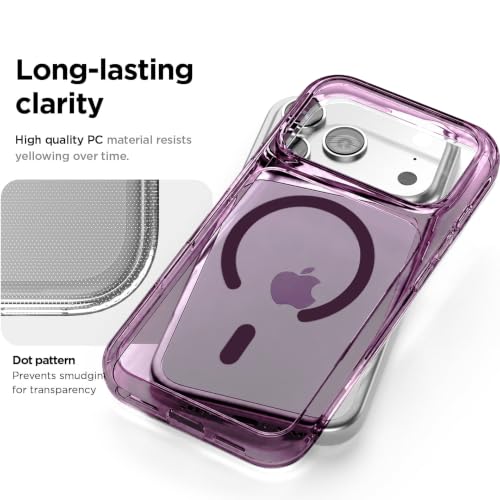 Image of Elzzi Anti Scratch Semi Translucent Cover for iPhone 17 Pro Max Case, Premium PC + TPU Magnetic Phone Cases Drop Proof, Compatible with Magsafe Slim Never Yellowing Shockproof - Cherry