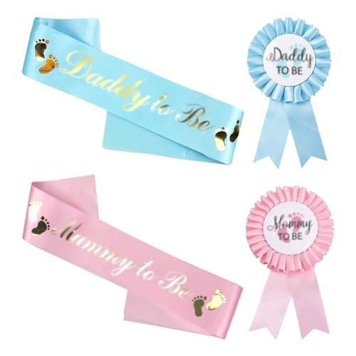 CATOR 2 piezas cinturón para ser mamá y papá, cinturón para Baby Shower, suministros para fiestas, regalos para Baby Shower, decoraciones para fiestas de revelación de género