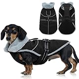 Kuoser Hundemantel Winter Warm Wasserdicht Fleecejacke Hund, Verstellbar & Reflektierend, Weiche Hundejacke für Mittlere Hunde, Farbe Schwarz M
