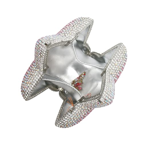 Image of Women Rhinestone Star Shape Clutch Purse Unique Crystal Evening Bag Luxury Chain Handbag for Wedding Cocktail Party | Rhinestone