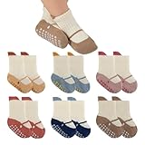 QHANSHIEE Baby Toddler Socks Girls Boys Non Slip Baby Grip Socks Cute Cotton Crew Socks for Newborn Infant Toddler 6 Pairs