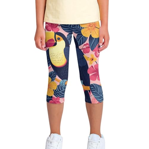 Girls Slim Fit Athletic Leggings Yoga Pants Capri Summer Soft Active Tights Kids Lightweight Sports Outfits