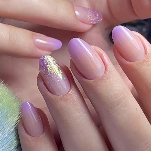 Press on Nails Almond Shaped Fake Nails Glossy Stick on Nails Natural Full Covers False Nails Acrylic Glues on Nails - Image 3