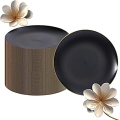 Black and Gold Frosted Plastic Dessert Plates