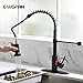 OWOFAN Black Kitchen Faucet Contemporary Spring Kitchen Sink Faucet with Pull Down Sprayer Single Handle Pull Out Kitchen Faucets with Deck Plate 866055R