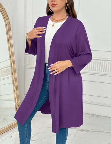 Image of Ekouaer Women Plus Size Robe Knee Length Lightweight Bathrobe Short Kimono Robes with Pockets Maternity Robe