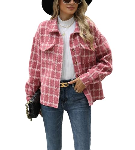 Veste femme hiver plaid contre le froid - Surchemise chaude à boutons