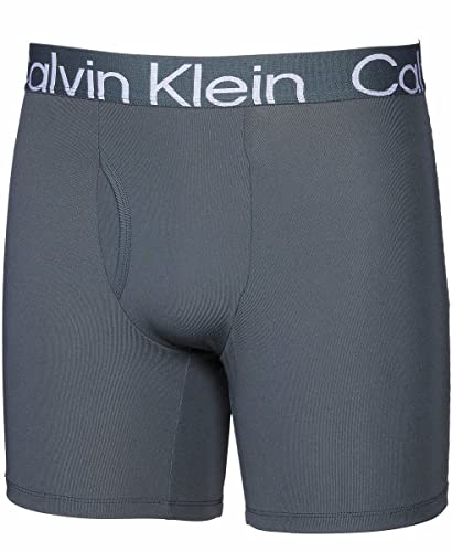 Calvin Klein Boxer Brief Micro Rob Soft Micro Fiber Functional Fly Moisture Wicking All Day Comfort Logo Waist Band ( 3 Pack) (Black Dark Grey Light Grey)3