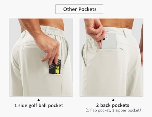 Image of TBMPOY Men's Golf Shorts Lightweight 5 Pockets Casual Dress Stretch Elastic Waist Quick Dry Flat Front Travel Shorts