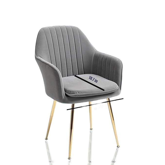 Image of Toxigo Velvet Office and Garden Area Outdoor Chairs | Cushion Seat Chair with Pillows for Modern Contemporary Upholstered with Polished Rosegold Metal Designer Piece | Set of 2 (Light Grey)