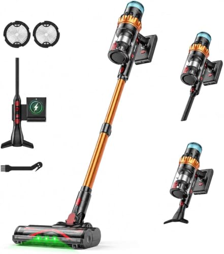 Image of Cordless Vacuum Cleaner, 58KPA 650W 70Mins Stick Vacuum with LED Touchscreen, 3+Smart Modes, Anti-Tangle & 8-in-1 Filter, Self-Standing Cordless Vacuum for Home /Pet Hair /Carpet /Hardwood Floor
