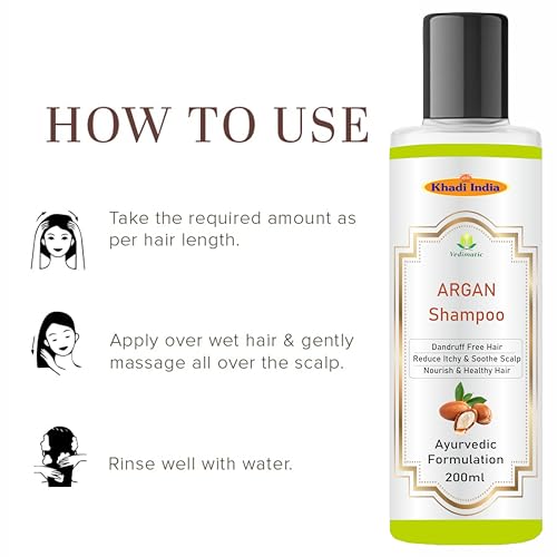 Image of Khadi Herbal Vedimatic Argan Oil of Morocco Hydrating Hair Shampoo, Cold-Pressed Argan Oil to Help Moisturize, Soften & Strengthen Hair, Paraben-Free with Sulfate-Free Surfactants (Pack Of 2, Argan)