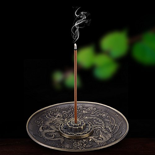 Zinc Alloy Incense Stick Burner Holder Chinese Dragon Pattern Censer Plate Buddhism Censer Incense Plate for Bedroom,Temple - Image 2