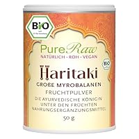 Haritaki Pulver Bio (Vegan Ayurvedisch) Terminalia Chebula Chebulische Myrobalane Myrobalanenfrüchte für Triphala - Ayurveda Kräuter Gewürze - Organic Haritaki Powder | PureRaw 50g
