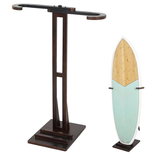 JUSTOOP Surfboard Stand Racks Sturdy Surfboard Racks Standing with Floor-Standing Design Stand Shortboard and Longboard Organizer Beech Wood Coffee 1PCS