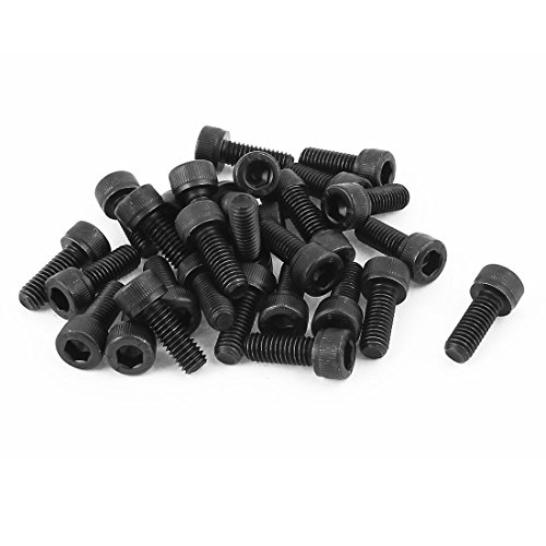 uxcell M6x16mm 12.9 Alloy Steel Screw Cap Point Hex Socket Screws Bolts Black 30Pcs