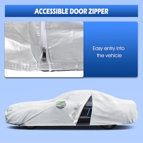 Image of Car Cover Custom Fit for Ford Mustang 1994-2026, for Chevy Camaro 2010-2026, Migaven Waterproof Full Exterior Cover Sun Rain Protection with Door Zipper and Cotton Lining